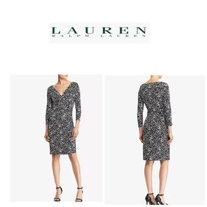 Lauren Ralph Lauren Monochrome Long Sleeve Wrap Dress 8P